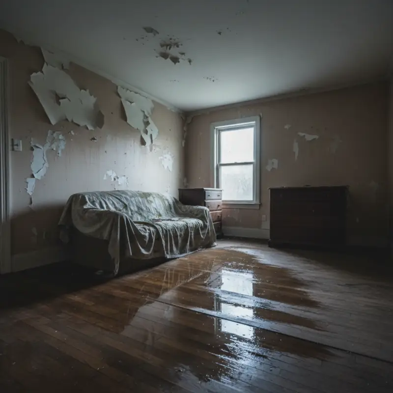Water damaged room before restoration